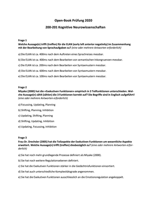 Kognitive Neurowissenschaften FS20