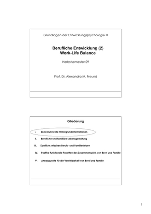 Entwicklungspsychologie 3: Work-Life-Balance