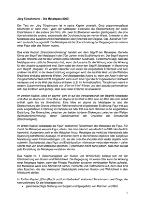 Jörg Türschmann Metalepse Zusammenfassung