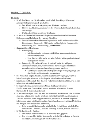 Pol. Ideengesch.: ZSF Hobbes T. Leviathan