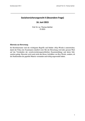Sozialversicherungsrecht II Prüfung + MuLö FS15