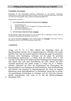 Rechtsgeschichte Prüfung 2013 Musterlösung