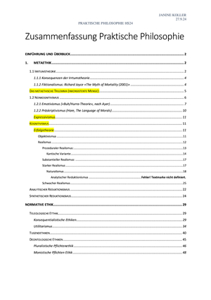 Zusammenfassung Praktische Philosophie