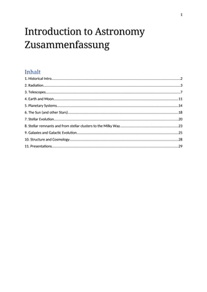Introduction to astronomy Zusammenfassung
