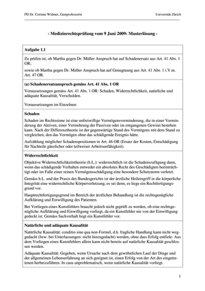 Medizinrecht Prüfung 2009 Musterlösung