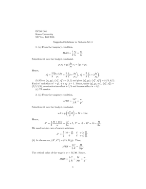 Korea University ECON201: Problem Set 4 Fall16Lösu
