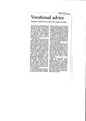 Artikel Financial Times: Vocational Advice