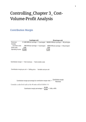 Summary_Chapt 3 Cost-Volume-Profit Analysis 2019