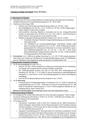 Güter-/Erbrecht Prüfung 2012 Lösungsskizze