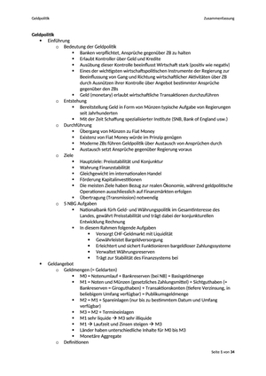 Zusammenfassung Geldpolitik (Bachelor) FS 2011