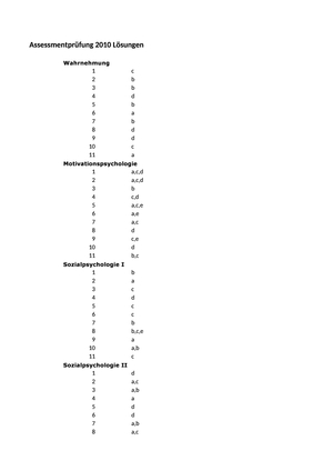 Assessment Prüfung 2010 Lösungen