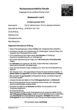 Staatsrecht Prüfung FS2015