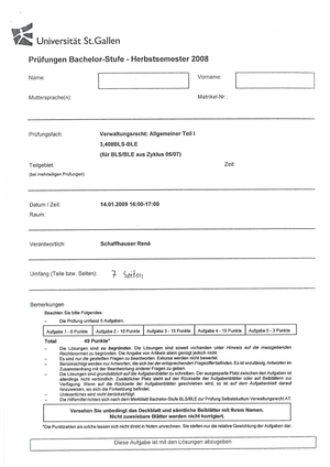 Verwaltungsrecht: AT1 Prüfiung + Lösung