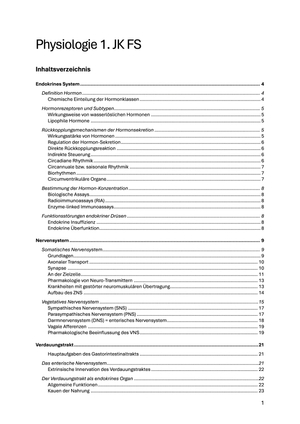 Physiologie Zusammenfassung
