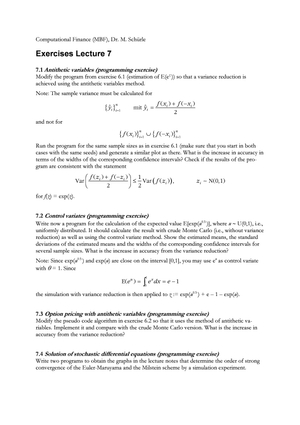Computational Finance - Exercise 7