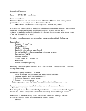 Lecture Notes International Relations