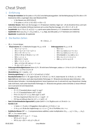 Analysis I+II Cheat Sheet