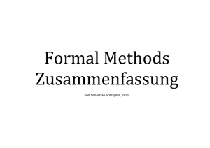 Formal Methods for Computer Science I