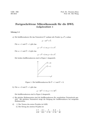 Fortgeschr. Mikro für BWL HS10 Übung 1 Lösung