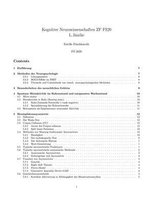 Kognitive Neurowissenschaften FS20