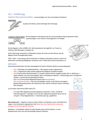 Kognitive Neurowissenschaften FS20