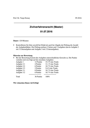 ZVVR (Master) Prüfung FS16 + Musterlösung
