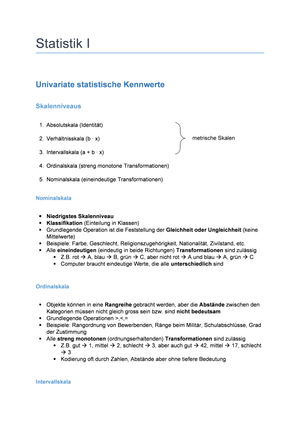 Zusammenfassung Statistik 1