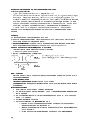 Modernism, Postmodernism and Popular Modernism