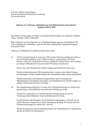Globalisierung & MNUs Pruefung FS03