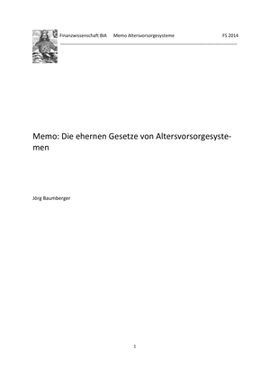 FiWi Memo Altersvorsorge