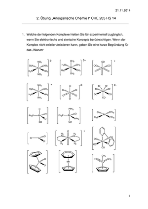 CHE205 HS2014: Übung 2