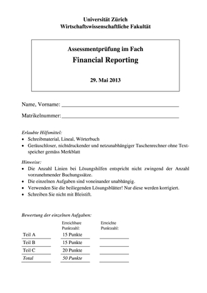 Financial Reporting Prüfung FS13