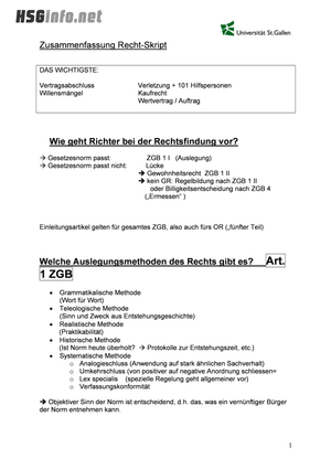 Privatrecht Zusammenfassung Teil 1