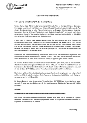 Güter-/Erbrecht Jakob Prüfung 2010