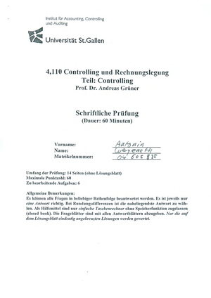 Controlling + RG PRüfung 2006