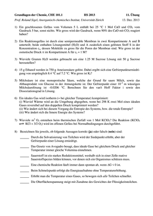 CHE101 HS2013: Übung 11