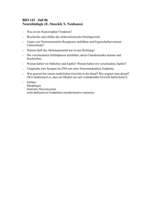 BIO143_2006 alte Prüfungsfragen