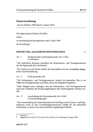 St. Galler Steuerverordnung 2017