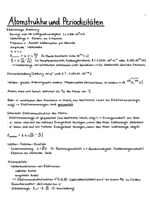 CHE101 Zusammenfassung Teil 1