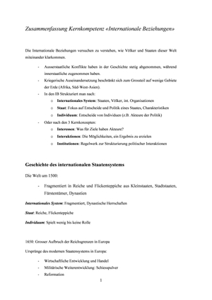 Zusammenfassung KK Intern. Beziehungen