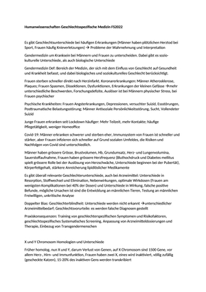 Geschlechtsspezifische Medizin ZF FS2022
