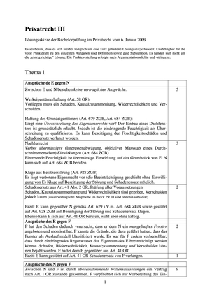 Privatrecht III Prüfung 2008 Musterlösung