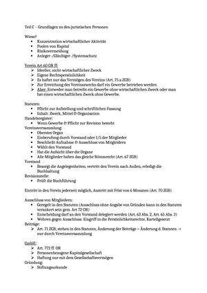 Wirtschaftsrecht: Zusammenfassung Teil C