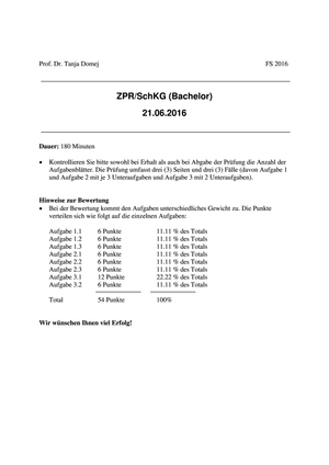 SchKG Prüfung FS16 + Lösung