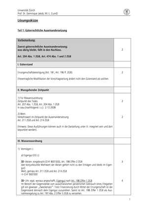 Güter- und Erbrecht Prüfung 2008 Musterlösung