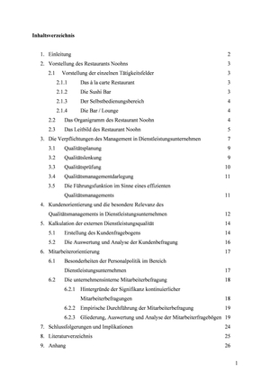 Seminararbeit Qualitätsmanagement Restaurant