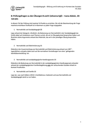 Sozialpädagogik Übung "Normen"