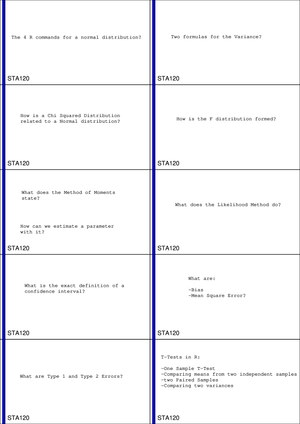 Sta120 Study Cards