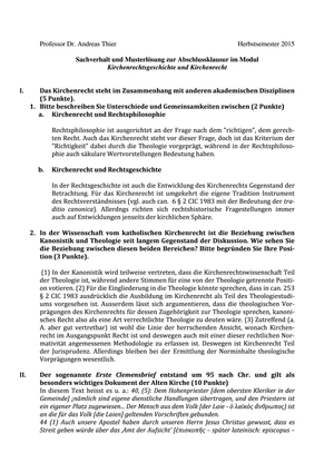 Kirchenrecht(sgeschichte) Prüfung + MuLö HS15