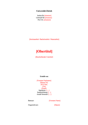 Word-Template wissenschaftl. Arbeiten (Oec UZH)